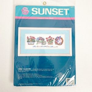 FINAL SALE - April Flowers Cottage Core Vintage Plant Counted Cross Stitch Kit